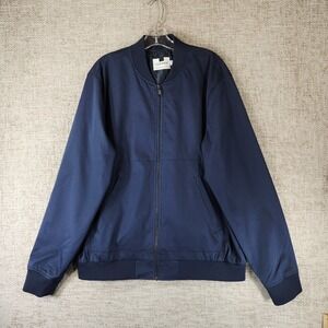 Topman Bomber Jacket Mens XL Navy Blue Classic Sleek Minimalist EUC